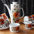 j & g meakin poppy print coffee pot and 6 cups