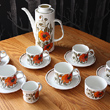 j & g meakin poppy print coffee pot and 6 cups