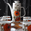 j & g meakin poppy print coffee pot and 6 cups