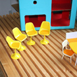 plastic toy chairs and table