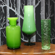 green glass vases